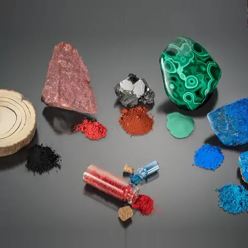 عکس پیگمنت ها معدنی و سنگهای مربوط به تولید آنها