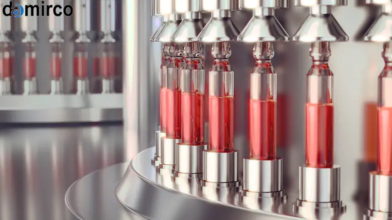 ماشین‌آلات خط تولید رژ لب در حال کار