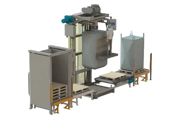 انواع دستگاه کیسه پرکن صنعتی در حال کار در یک کارخانه