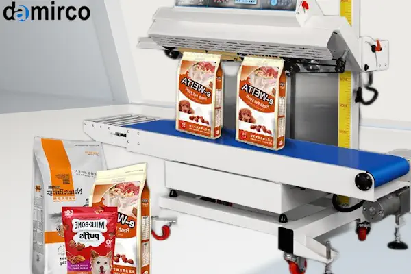 یک دستگاه سیل بسته بندی مواد غذایی در حال مهر و موم کردن ظروف سالاد در یک کارخانه تولیدی