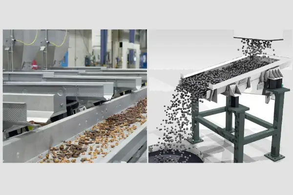 تصویر یک انتقال دهنده ویبره صنعتی در حال کار در یک کارخانه