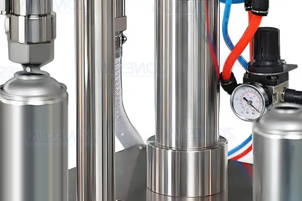 یک خط تولید مجهز به دستگاه پرکن و پلمپ اسپری اتوماتیک در حال کار