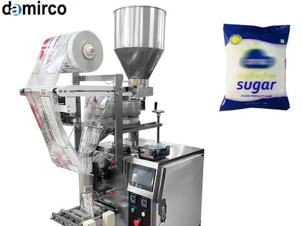 دستگاه پیلو پک اتوماتیک در حال بسته بندی محصولات غذایی با سرعت بالا