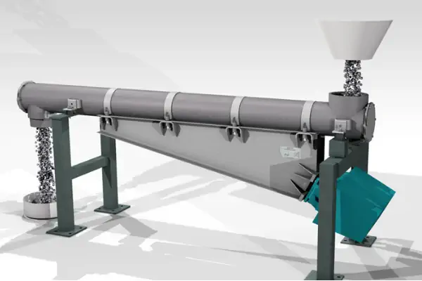 تصویری از یک انتقال دهنده ویبره صنعتی گریزلی در حال جداسازی سنگ‌ها