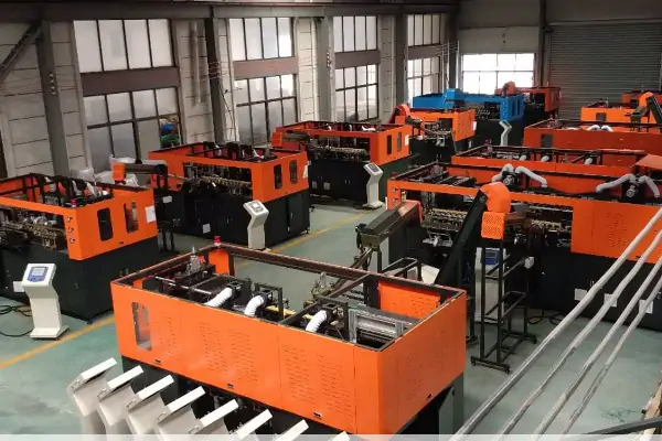 یک تکنسین در حال عیب یابی و تعمیر دستگاه بادکن پت صنعتی