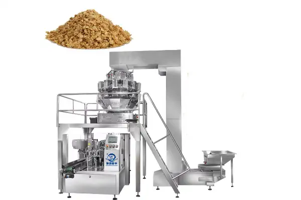 دستگاه بسته بندی توزین دار گرانولی در حال پر کردن بسته های حبوبات با دقت بالا