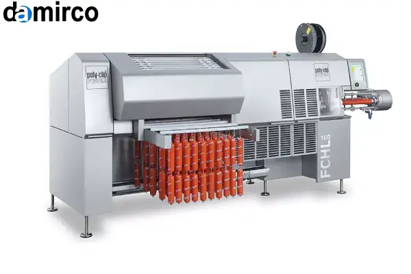 یک دستگاه کلیپس زن پنوماتیک صنعتی از جنس استیل ضد زنگ در خط تولید کارخانه