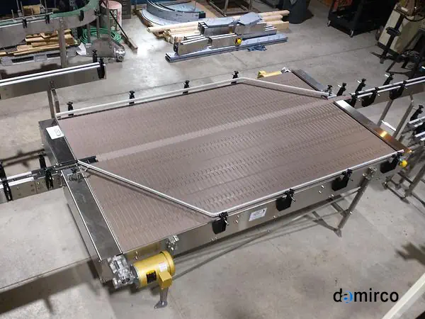 میز ترافیک بسته بندی گردان استیل در خط تولید محصولات غذایی