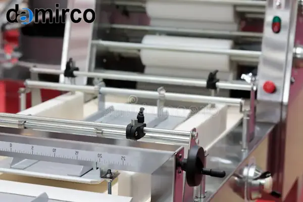 دستگاه سلفون کش جعبه در حال بسته‌بندی جعبه‌های عطر