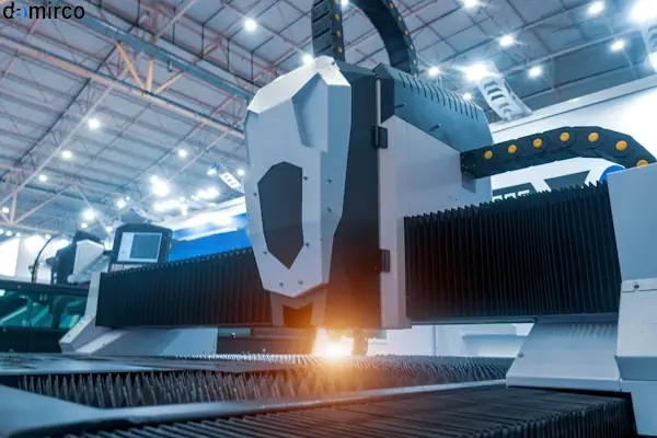 تصویر گرافیکی مقایسه نحوه عملکرد دستگاه برش لیزر فایبر و دستگاه لیزر CO2 روی ورق فلزی