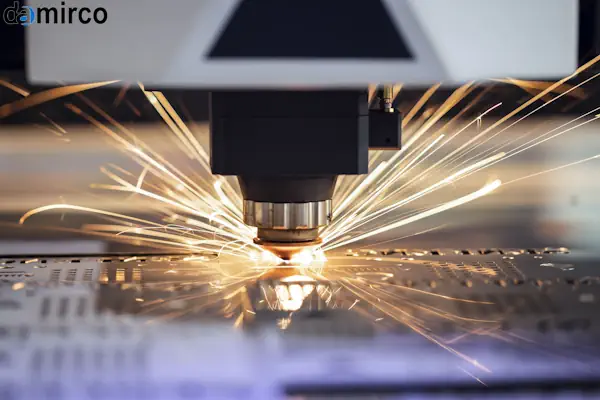 اپراتور در حال تنظیم دستگاه جوش لیزر صنعتی برای جوشکاری دقیق قطعه فلزی