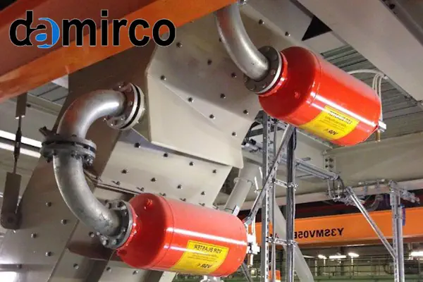 تصویر یک ایربلستر صنعتی نصب شده بر روی سیلو برای رفع گرفتگی و بهبود جریان مواد