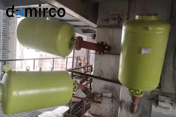 تصویری از نصب ایربلستر روی یک سیلوی صنعتی بزرگ