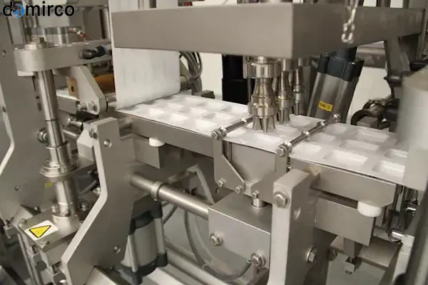 تصویر یک دستگاه فرم فیل سیل پیشرفته در یک کارخانه مواد غذایی