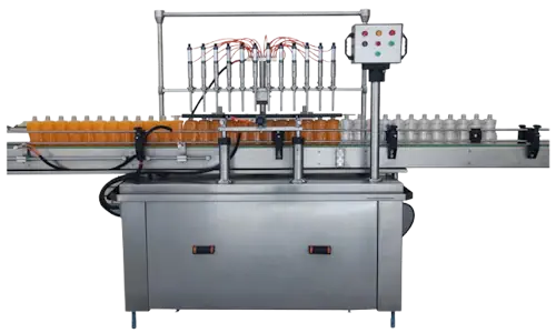 عکس دستگاه پرکن پیستونی خطی برای پر کردن بطری پلاستیکی