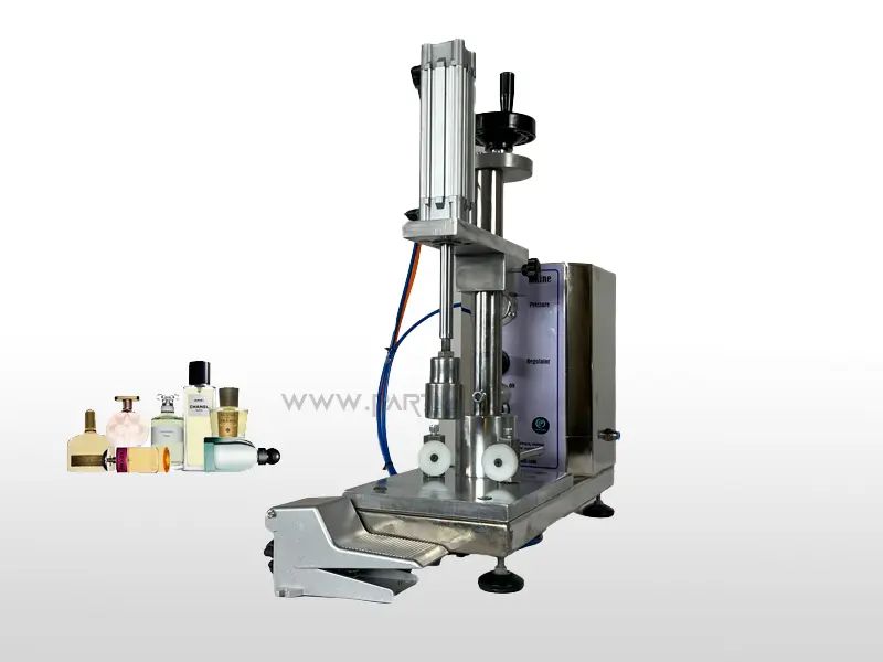 عکس دستگاه درب بند ادکلن به همراه محصولات