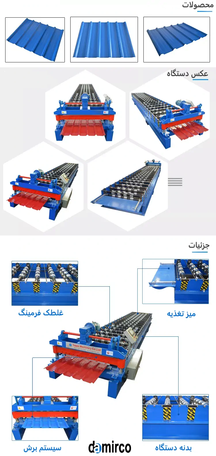 عکس جزئیات دستگاه تولید ورق شیروانی توسط دستگاه رول میل تولید ورق شیروانی